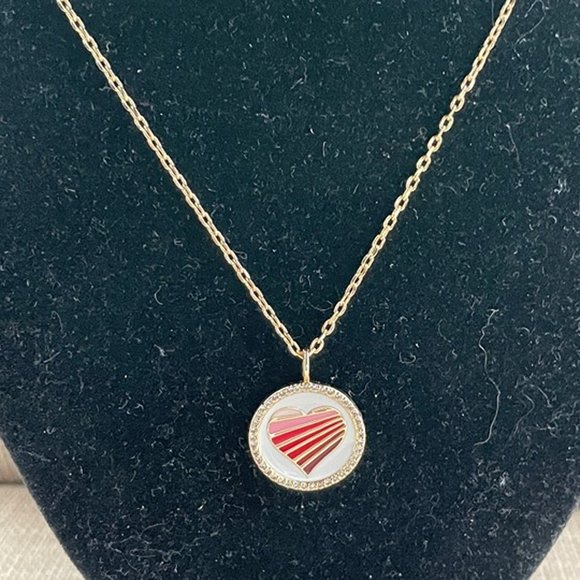 Valentines Day LULU DK Necklace LOVE 14K Plated Reversible Enamel Crystal Accent - Picture 2 of 11